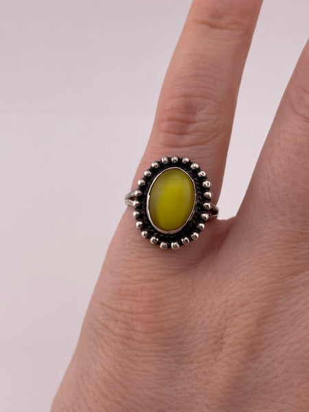 size 5.75 sterling silver yellow glass ring