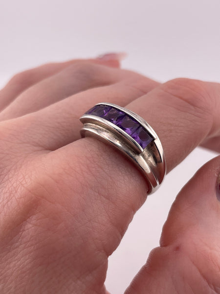 size 8.75 sterling silver faceted amethyst ring