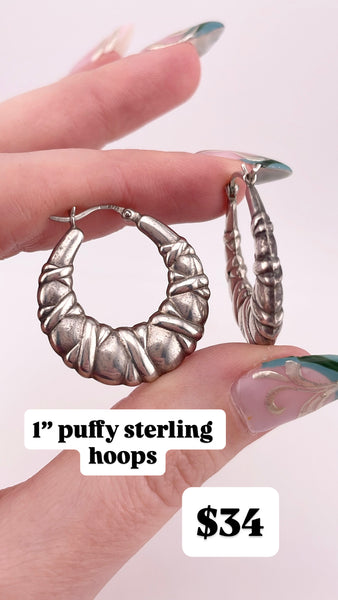 RESERVED PRIVATE LISTING -- sterling silver textured hoops B29