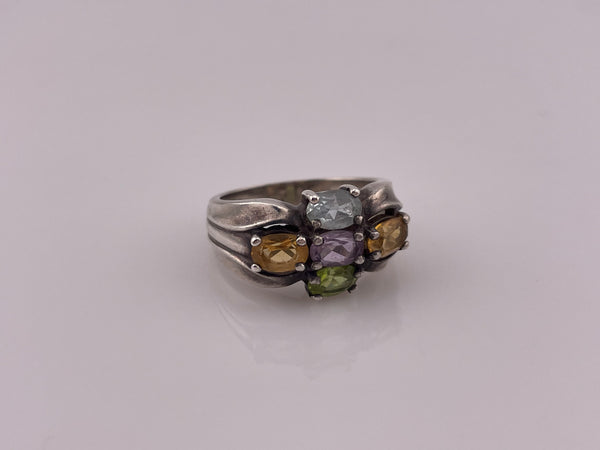 size 8.25 sterling silver multi-gemstone ring