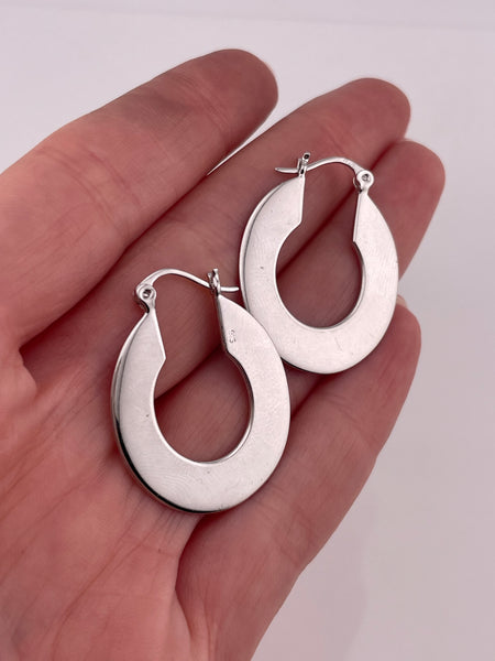 sterling silver flat hoop earrings