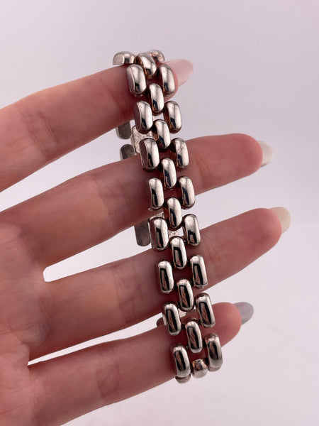 sterling silver 7" chunky panther link bracelet