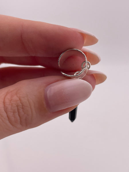 sterling silver black glass "crystal" point dangle ear cuff