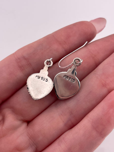 sterling silver stabilized turquoise heart dangle earrings