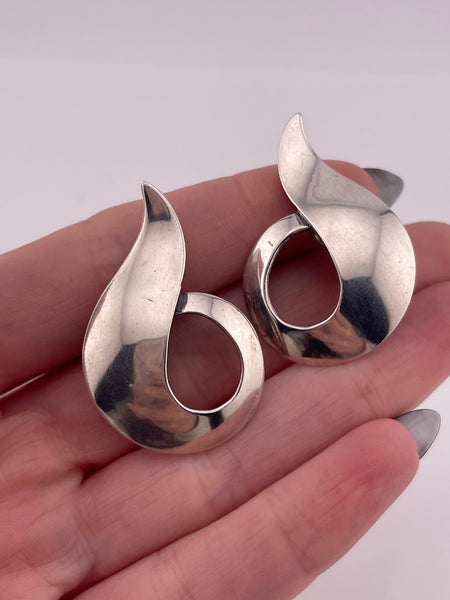 sterling silver Coro stoneless clip-on earrings