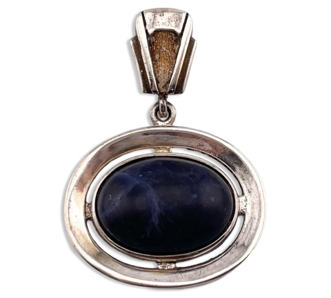 sterling silver large sodalite pendant