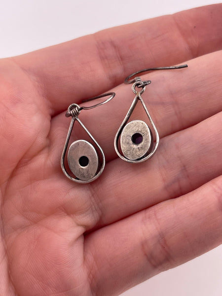 sterling silver amethyst hook dangle earrings