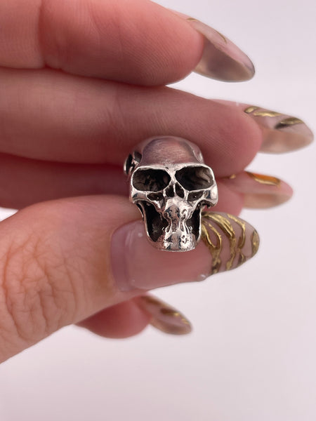 sterling silver solid skull pendant
