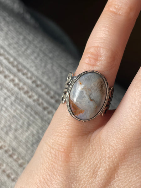 size 6 sterling silver agate ring
