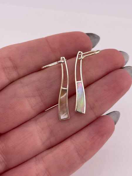 sterling silver mother of pearl hook dangle earrings