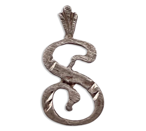 sterling silver 'S' letter initial pendant