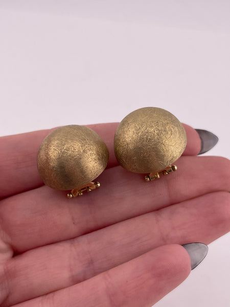 sterling silver gold wash Dyadema brushed matte finish dome omega-back earrings