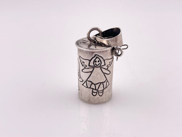 sterling silver angel “wishes” canister compartment pendant