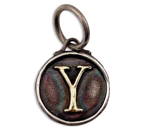 sterling silver gold wash 'Y' letter initial pendant