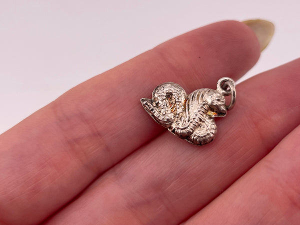 sterling silver puffy snake pendant