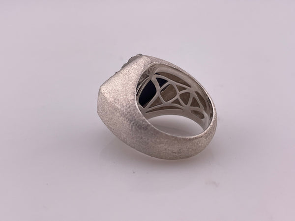 size 7.75 sterling silver textured brushed matte finish chunky druzy doublet ring