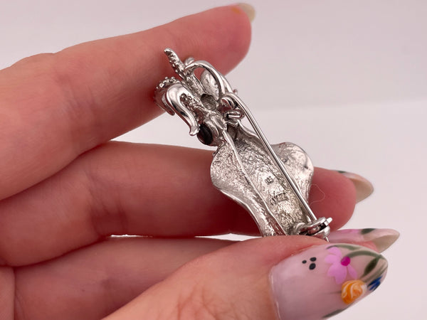 sterling silver Kovel mother of pearl squid pendant brooch