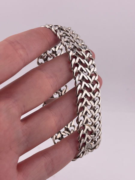 sterling silver stoneless Mexican woven chainmail flat link bracelet