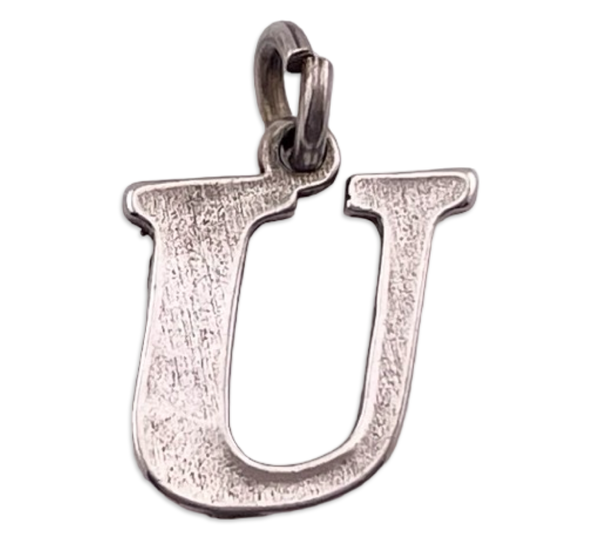 sterling silver 'U' letter initial pendant
