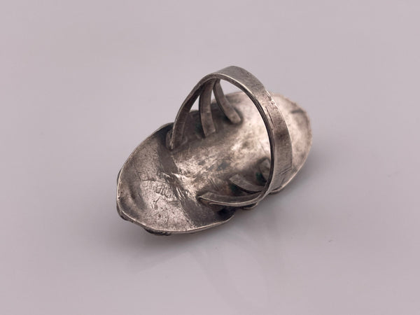 size 8.25 sterling silver long petrified wood ring