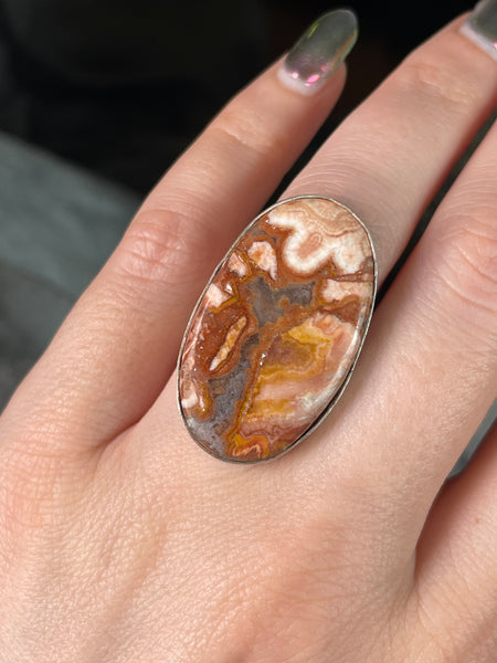 size 6.5 sterling silver agate ring