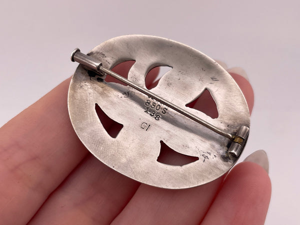 830 silver Georg Jensen Denmark 1915-1930s hallmark 138 flower brooch