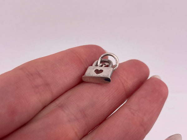 sterling silver key & heart padlock pendant