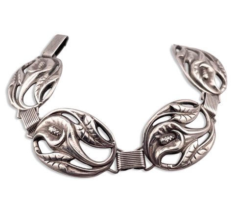 sterling silver Danecraft 7 1/2" lily link bracelet