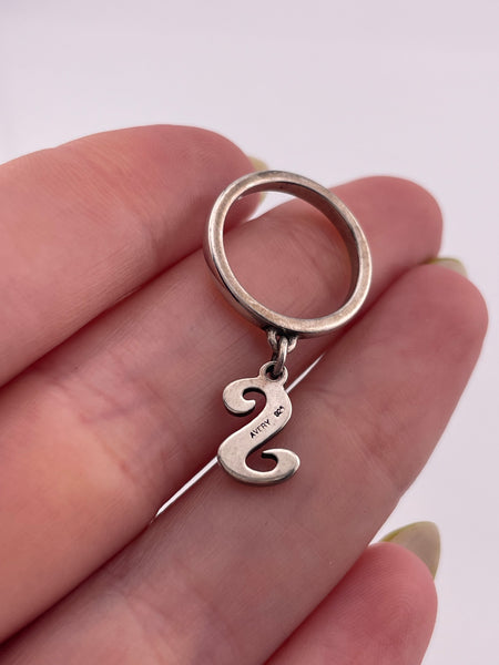 size 3 sterling silver James Avery 'S' letter initial charm ring