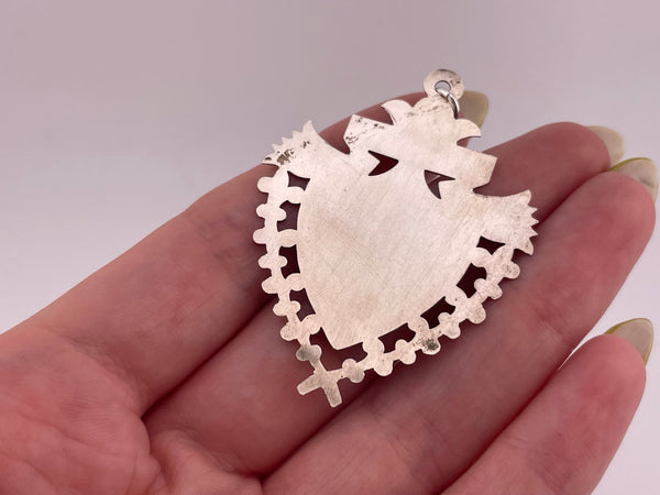 sterling silver thin shield pendant