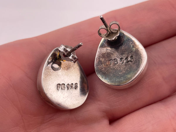 sterling silver rainbow fluorite post earrings