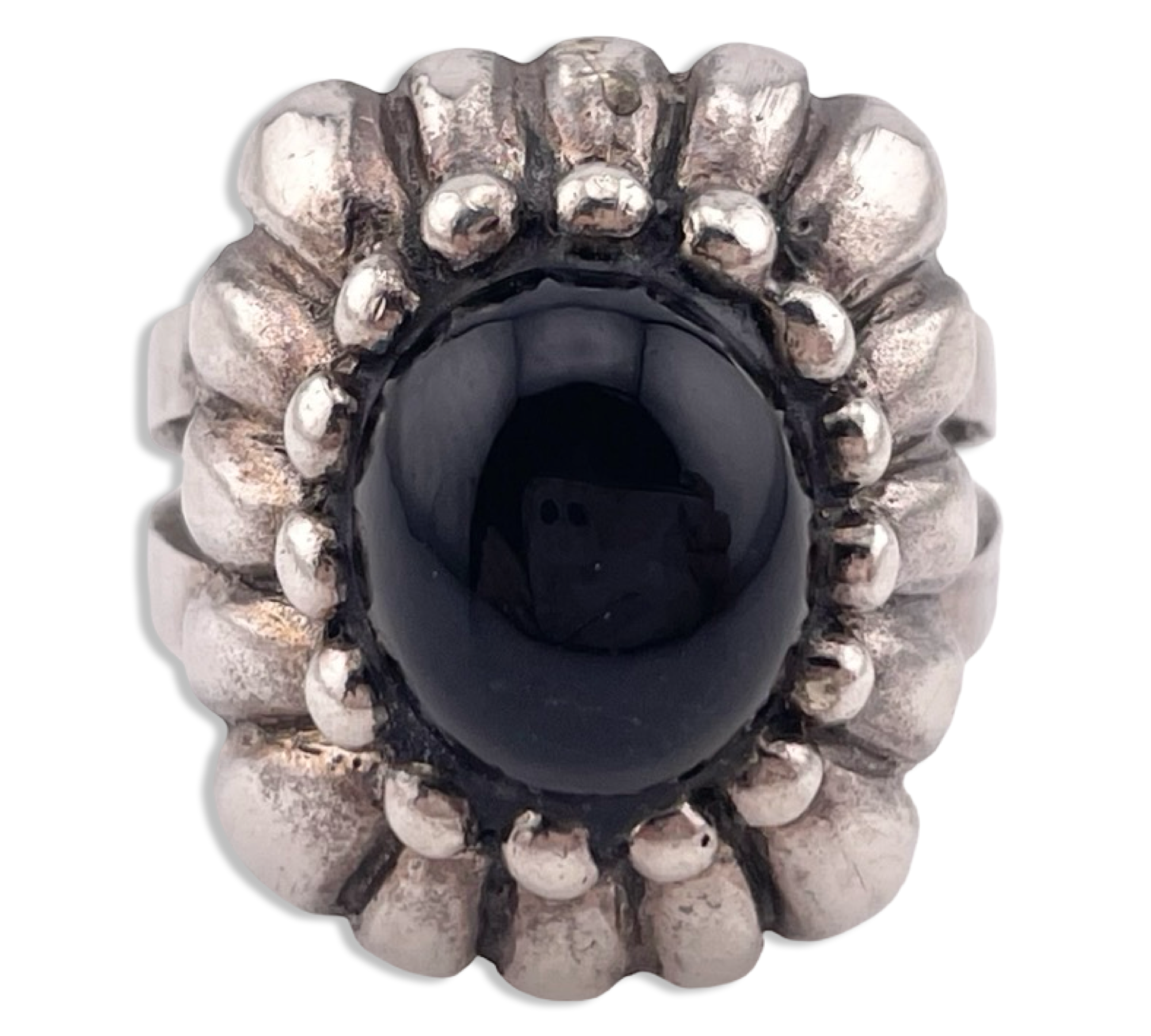 size 8.5 sterling silver synthetic onyx ring