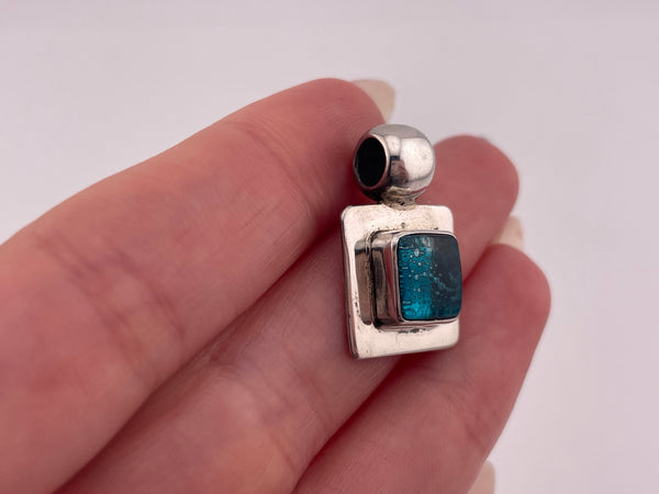 sterling silver blue glass pendant