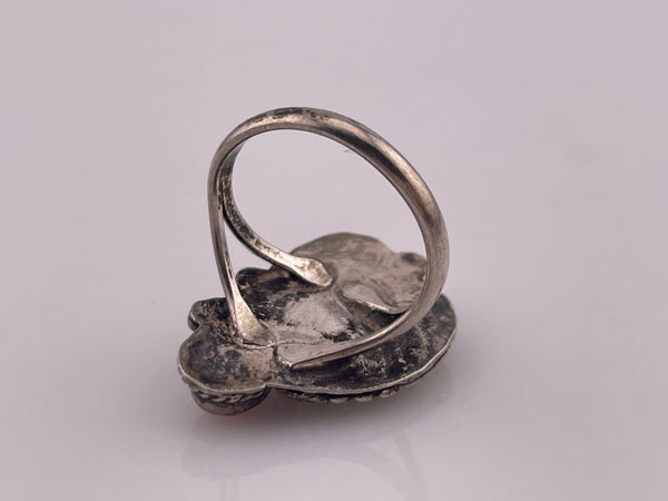 size 7 sterling silver mother of pearl coral ring