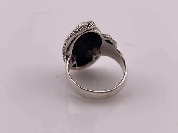 size 8.75 sterling silver demon skull snake ring