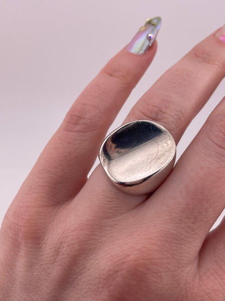 size 6.75 sterling silver stoneless concave ring