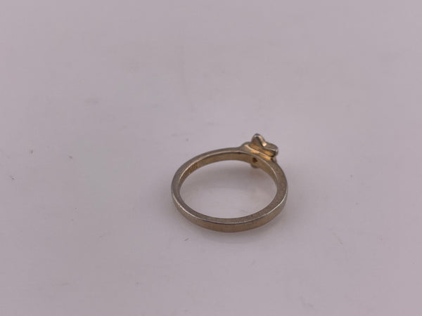 size 2 sterling silver gold wash rhinestone flower ring