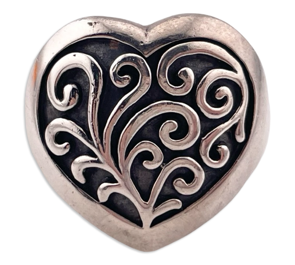 size 7.25 sterling silver heart scroll ring