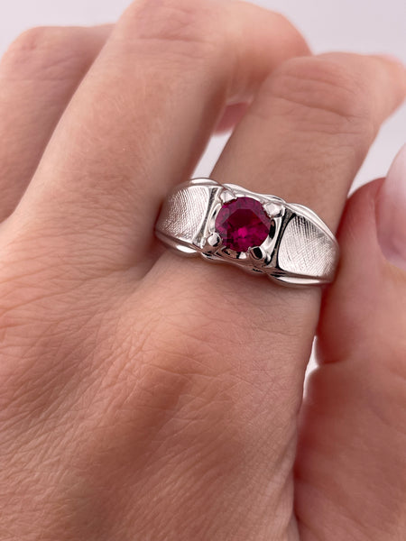 size 12.75 sterling silver faceted lab ruby ring