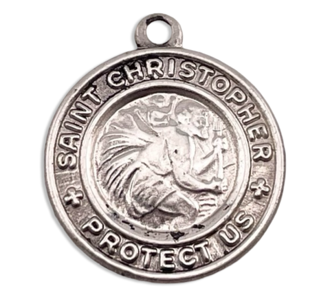 sterling silver Saint Christopher religious protection pendant