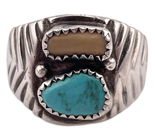 size 11 sterling silver turquoise mother of pearl ring