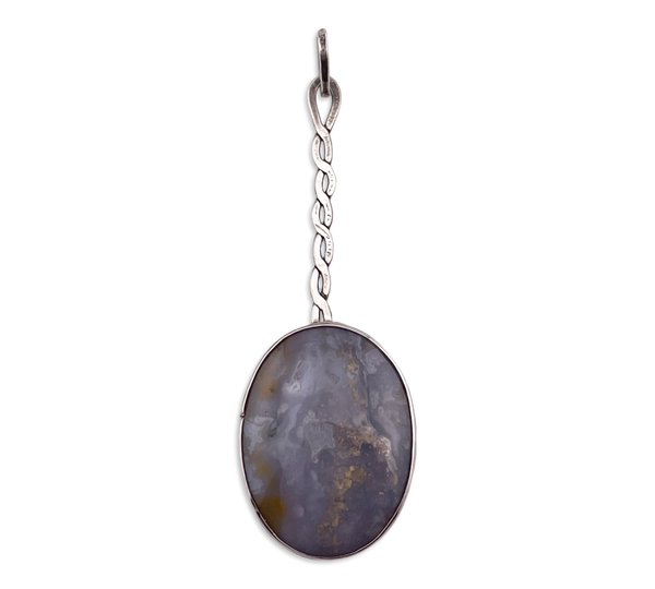sterling silver 3-3/8" artisan agate pendant