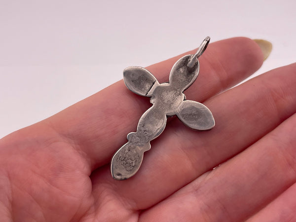 sterling silver turquoise snake eye cross pendant