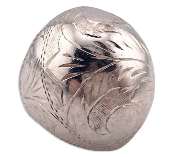 size 4.75 sterling silver stoneless etched dome ring