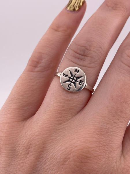 size 6.75 sterling silver compass rose ring