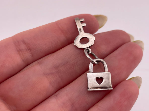sterling silver key heart padlock pendant