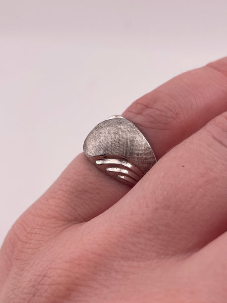 size 3.75 sterling silver etched stoneless ring