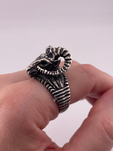 size 10.75 sterling silver rams head ring