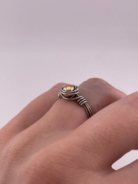 size 6 sterling silver gold plated wire wrapped ring
