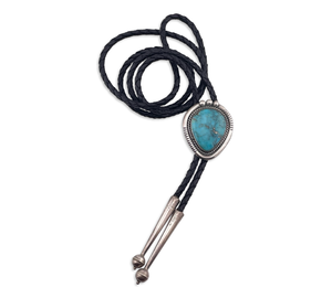 sterling silver Will Vandever Native American turquoise bolo tie